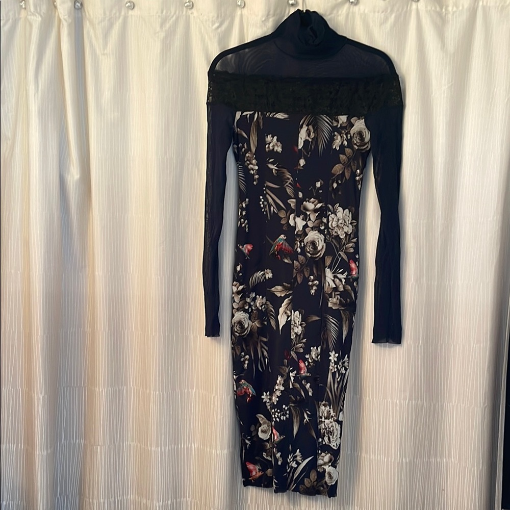 Elegant Floral Long Sleeve Dress